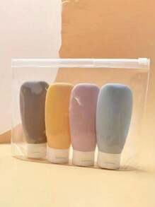 4 件/套旅行瓶套装，可再填充化妆品容器空洗发水沐浴露管用于洗漱用品洗发水和沐浴露液体旅行瓶乳液分瓶可挤压容器 60ml旅行必需品，海滩旅行收纳袋，暑假返校 - 彩色 - 查看 3