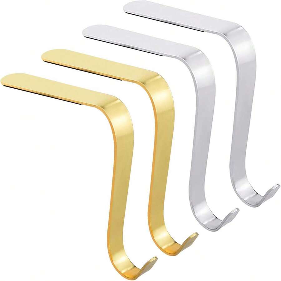 4/6/8pcs Metal Stocking Holders With Non-Slip Hooks, Fit For Fireplace Mantel Best Gifts Birthday