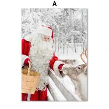 1 幅帆布画北欧海报雪域森林驯鹿圣诞老人圣诞树墙壁艺术画适用于客厅装饰无框架 - 彩色 - 查看 36