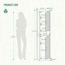 Hzuaneri Mueble de baño, gabinete de almacenamiento con 1 cajón y 2 puertas, estante ajustable, gabinete alto y estrecho para sala de estar, dormitorio, cocina, pasillo, blanco
