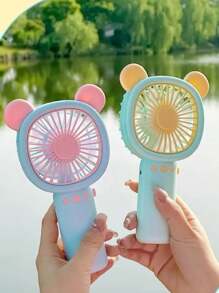 1 Piece Mini Handheld Fan AA Battery Operated, With Single Speed Adjustment, Simple And Minimalist Design For Outdoor Use. - Baby Pink - View 2