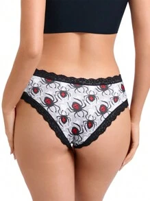 Morvia 10pcs Women Sexy Gothic Chic Low-Rise Hipsters - Contrast Lace, Allover Halloween Skull & Eyeballs & Stars & Jack-O-Lanterns Allover Print, Comfortable Hipster Panties For Women - Halloween Lingerie & Underwear-Comfortable, Assorted Styles, Perfect Gift Idea For Special Occasions Or Daily Wear