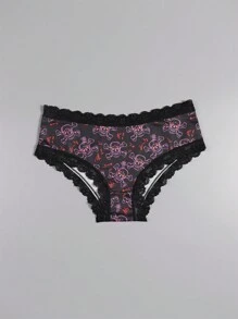 Morvia 10pcs Women Sexy Gothic Chic Low-Rise Hipsters - Contrast Lace, Allover Halloween Skull & Eyeballs & Stars & Jack-O-Lanterns Allover Print, Comfortable Hipster Panties For Women - Halloween Lingerie & Underwear-Comfortable, Assorted Styles, Perfect Gift Idea For Special Occasions Or Daily Wear