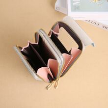 女士触屏手机钱包迷你翻盖斜挎包多功能时尚钱包带卡槽竖款钱包手机袋女士礼物钱包钱包 - 灰色 - 查看 3