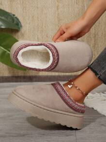 Women's Fur Lined Slippers Cozy And Durable - Non-Slip Outdoor Comfort With Thick Soles, Platform Snow Boots For Winter