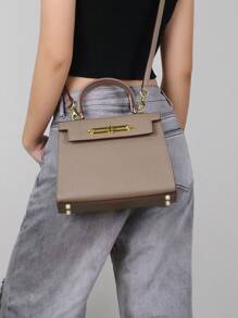 High-End Fashion Women's Handbag, Elegant Mini Handbag With Palm Print, Workplace Commute Versatile Tote, Exquisite Structured Mini Square Shoulder Crossbody Bag