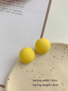 1 Pair Fashionable Casual Round Resin Stud Earrings - Yellow - View 8