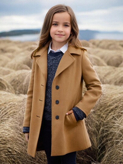 Fete Big Tween Girl Jachetă casual cu guler în picioare