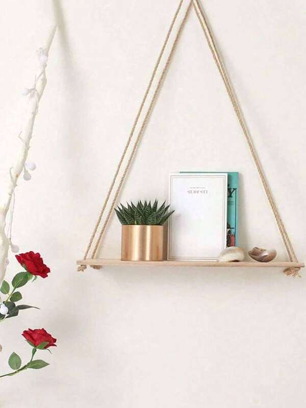 Colgante de macramé minimalista, estanterías colgantes para pared, estante de cuerda rústico de madera estilo granja, tabla de almacenamiento tejida de tela bohemia, diseño de estantería colgante tapiz, decoración colgante para el hogar, baño, oficina, veranda, dormitorio, sala de estar y talla grande