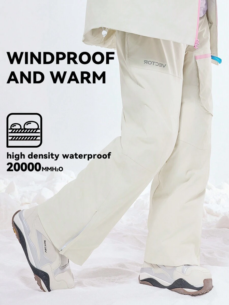 VECTOR MOTION 直筒滑雪裤，带护膝，男女通用，加厚，防水/防风，耐磨，透气，有弹性，单层或双层滑雪装备滑雪服