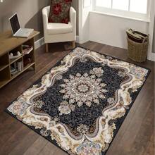 1 件波西米亚风格米色花卉图案方形地毯，适用于卧室和客厅装饰，室内使用家居装饰地垫地毯 - 黑色 - 查看 14