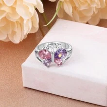 1pc Birthstone 925 Silver Rings, Butterfly Design,Thanksgiving Gifts, Christmas Gifts, Birthstone Rings For Mom, Simple And Delicate Birthstone Rings, Personalized Gifts For Her, Birthday Gifts