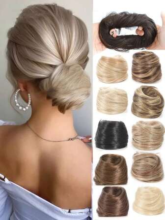 合成发髻弹性橡皮筋假发髻夹式发尾接发高髻发片女士马尾辫