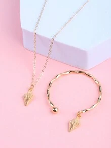 1 套女孩首饰套装，金色锌合金配饰，包括手链和项链，多元素礼品套装，适合生日、节日、派对、圣诞节 - 彩色 - 查看 3