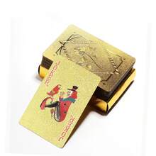 1 Set Modern Gold & Black Foil Playing Cards, Waterproof Plastic Cards With High Legibility Markings, Handmade, Includes Plastic Card Box, Suitable For Adult Use - 52 Card Deck - Multicolor - View 6