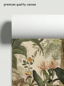 波西米亚植物 3 件套 - 防水无框架，花卉设计，经典现代风格，适合夏季室内和室外使用，非常适合浴室、酒吧、咖啡厅、用餐区和工作区 - 彩色 - 查看 3