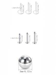 54pcs Bioflex Stainless Steel Lip Studs, Clear Inlaid Retainer Helix Tragus Earrings With Faux Pearl Labret Medusa Monroe Piercing And Colorfur Replacement Balls