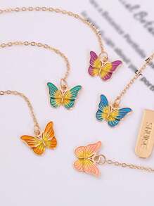 1 Pc Holographic Butterfly Bookmark, Metal Pendant Girly Book Page Clip, Sold Individually/Random Color