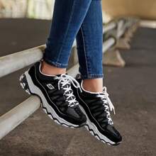 Skechers D'lites Vintage Black & White Panda Sneakers, Casual Shoes With Height Increase & Slimming