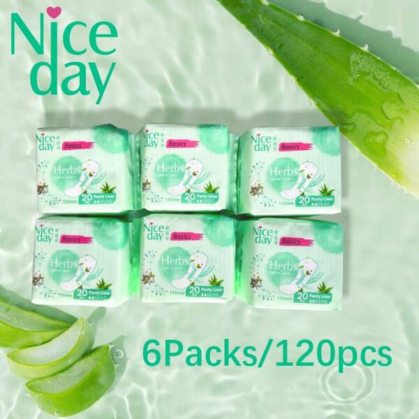 Niceday 120pcs/6packs Niceday 155mm Ultra Thin Herbal Mint Flavor Panty Liners