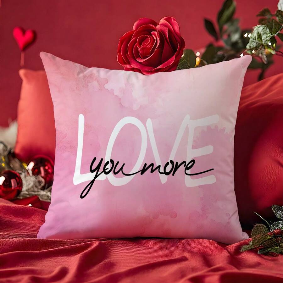 1 chiếc 17,7*17,7in (45*45cm) Vỏ gối Polyester in chữ "LOVE" màu nước ngày lễ tình nhân/Màu tím cổ điển, Vỏ gối cho gia đình, ghế sofa, phòng ngủ, trang trí xe hơi [Không có ruột gối], Thích hợp sử dụng hàng ngày hoặc trang trí nhà tối giản sang trọng - yêu - Xem 1