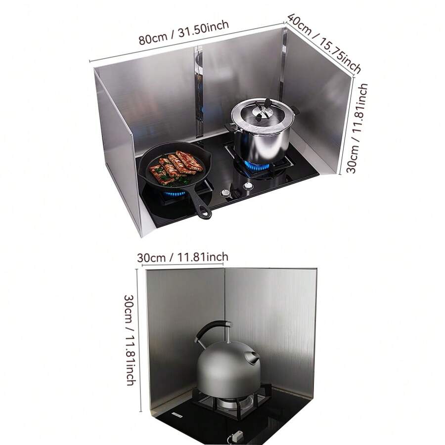 Stove Splatter Guard For Cooking Kitchen, Portable Folding Cooker Side Fat Oil Splash Guard, Splash Back Splatter Screen For Frying Pan Wall Hob(29 * 40 4slices