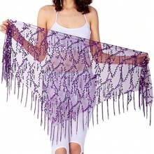 亮片流苏肚皮舞腰带表演服装肚皮舞臀巾女式演出舞蹈裙腰链 - 彩色 - 查看 22