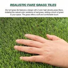 Artificial Grass Turf Tiles Interlocking Set Of 35pcs, Fake Grass Tiles Self-Draining For Pet Indoor/Outdoor Flooring Decor, 12x12in Grass Green,ElegantAbode