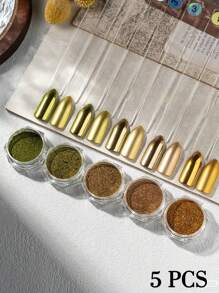 3/5/8盒装魔镜粉、闪光粉、金属颜料、节日美甲装饰、DIY指甲饰品、指甲宝石、指甲用品、秋冬指甲粉、大地色指甲粉 - 彩色 - 查看 15