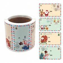 250 张贴纸/卷 全新圣诞快乐姓名标签贴纸 - 彩色 - 查看 3