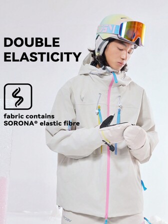 VECTOR MOTION Hooded Ski Jacket, Unisex, Padded, Water-Resistant, Wind-Proof, Abrasion-Resistant, Breathable, Elastic, SORONA Bio-, Single/Double-Sided Ski Gear Ski Outfits