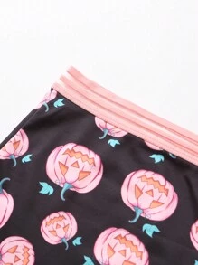 Dircho 3pcs Women Gothic Halloween Pink Bats & Skulls & Pumpkins Print Contrast Binding Boyshorts, Comfy & Soft & Silky Elastic Waist Intimates Panties, Women's Lingeries & Underwear - Multicolor - View 5