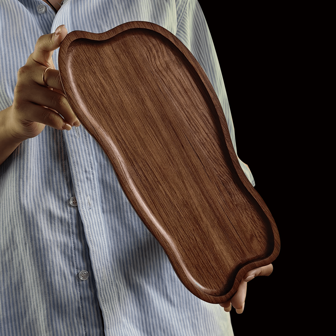 1pc Rosewood Serving Tray, Breakfast Tray, Dining/Kitchen Tray, Fruit Tray, Coffee/Tea Tray, Snack Tray, Decorative Piece For Living Room, Suitable For Hotels, Restaurants, Homes To Serve Fruit, Desserts, Snacks, Holidays Like Thanksgiving, Christmas, New Year, Outdoor Multi-Purpose Tray Best Gifts Birthday Plates Kitchen Accessories Kitchen Decor Trays Tray Decor