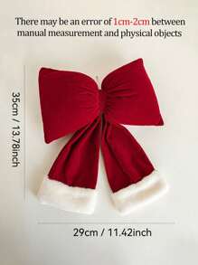 1 件定制刺绣圣诞装饰蝴蝶结装饰，红色植绒 3D 蝴蝶结圣诞树植绒装饰，适用于商店橱窗展示，可作为家人和朋友的礼物