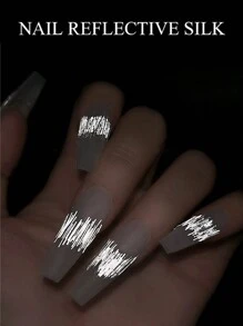 0.25mm/0.5mm 反光丝质指甲饰品 0.5mm 反光线美甲饰品 银色反光闪光指甲条 女士美甲配件 夜店美甲设计 闪光线美甲装饰 - 銀色 - 查看 2