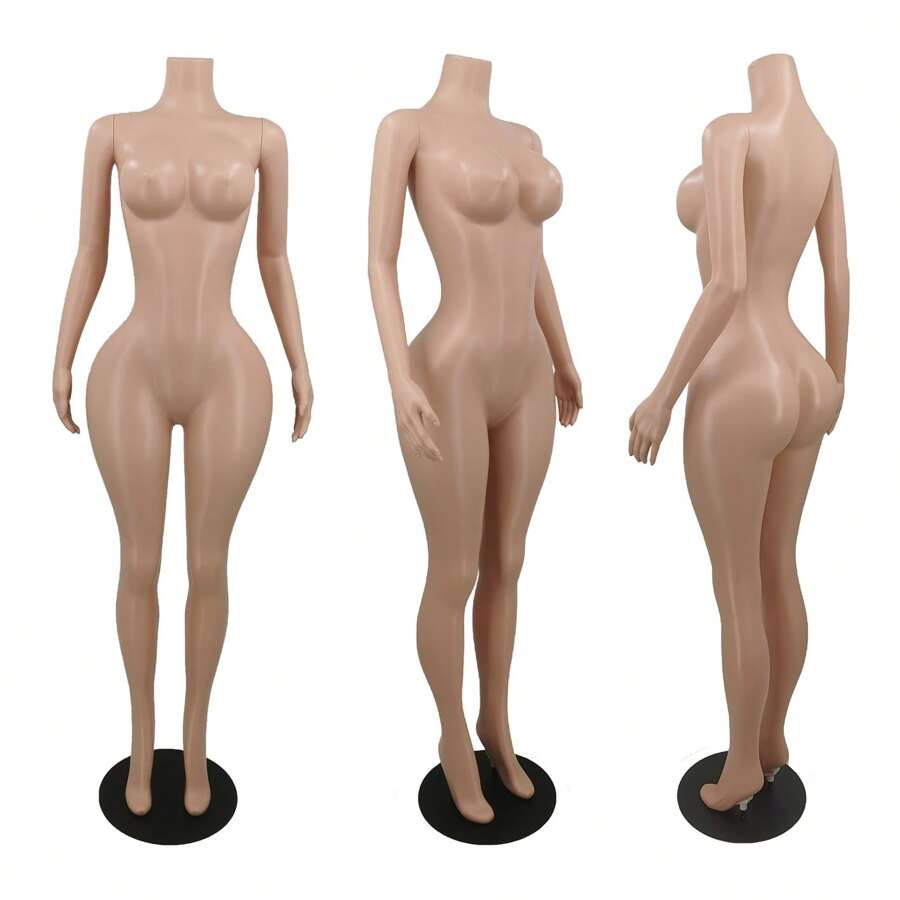 Full Body Large Chest Plus Size Mannequin Female Curvy BBL,65 Inch Adjustable Mannequin Stand Realistic Mannequin Display,Dress Model,Metal Base - Baby Pink - View 1