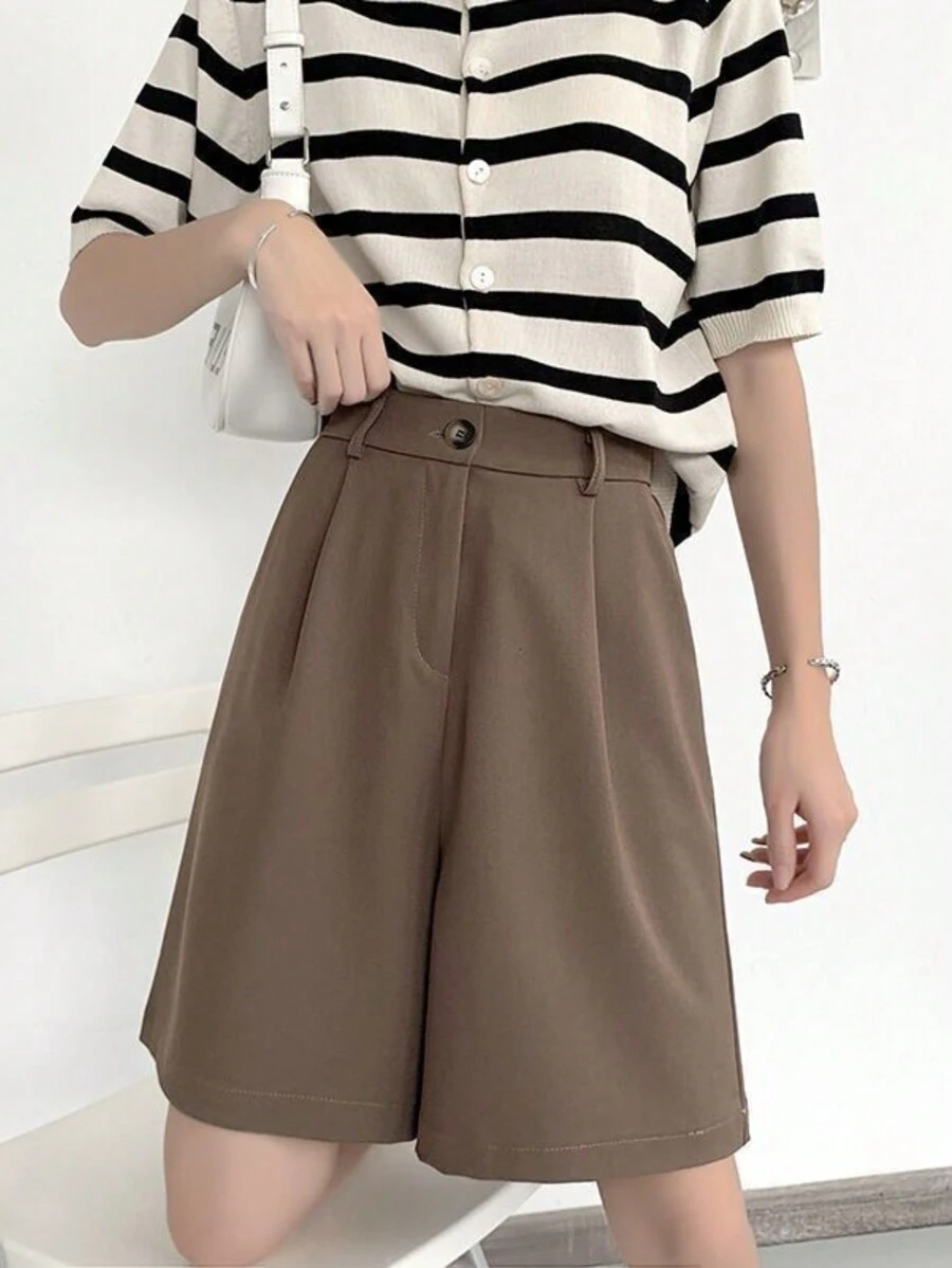 Tailored Bermuda Shorts Without Belt - Gringa Fashion - Cocoa - View 1