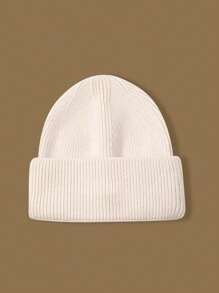 1pc Fashionable Classic Acrylic Knit Beanie Hat, Warm And Solid Color Versatile Ski Cap - Solid Color Knitted Beanie - View 19