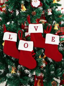 1 件圣诞快乐红色针织字母袜子，刺绣设计，优雅礼品袋适合圣诞节装饰和送礼 - 彩色 - 查看 7