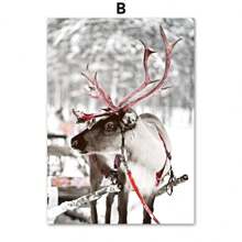 1 幅帆布画北欧海报雪域森林驯鹿圣诞老人圣诞树墙壁艺术画适用于客厅装饰无框架 - 彩色 - 查看 8