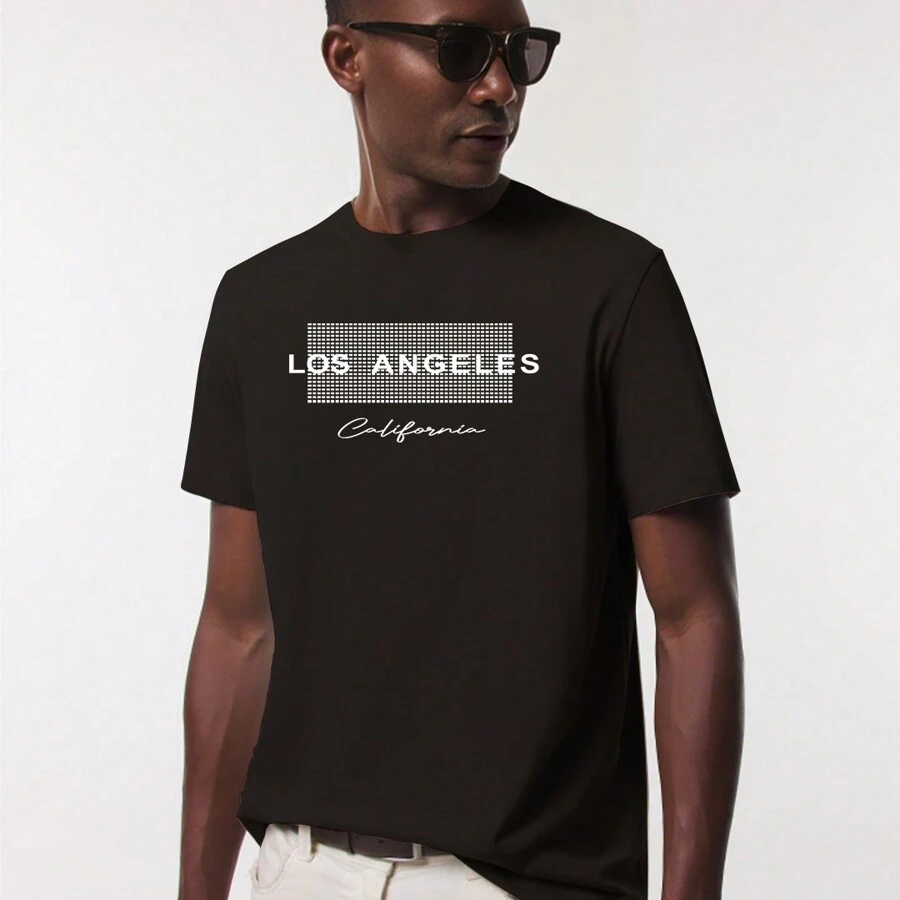Men's T-Shirt Premium Peruvian Cotton Los Angeles California Plus Size Immediate Shipping - màu đen - Xem 1