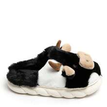 Pantuflas de vaca elegantes para mujeres y hombres - Comodidad acogedora - Negro - Ver 2