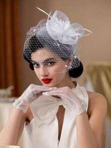 1 Pc Fascinators Hats 20s 50s Hat Pillbox Hat Tea Party Headwear With Veil For Girls And Women Valentine's Day Accessories - Multicolor - View 16