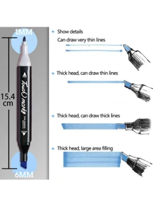 Double Head Marker Pen For Kids, Quick Dry Oily Color Watercolor Pen - Một cỡ - Xem 7
