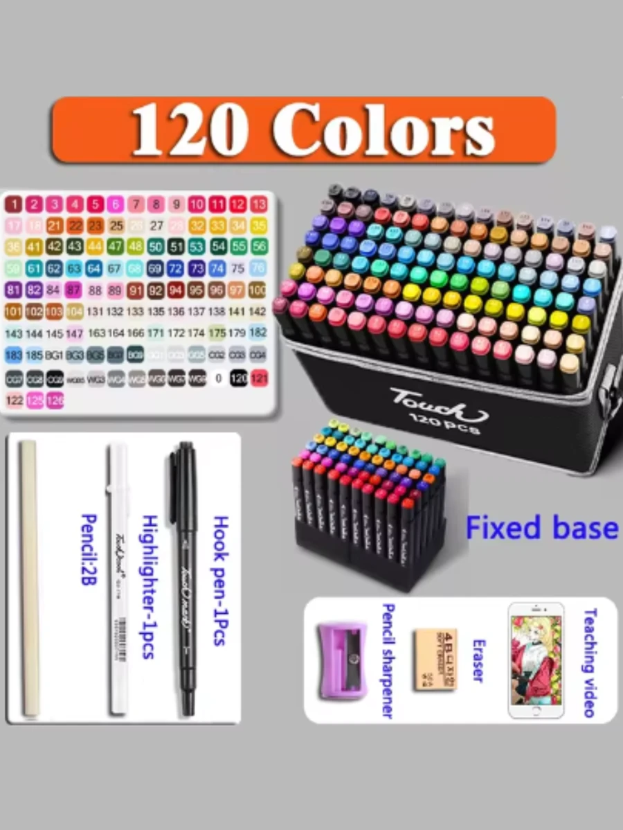 Double Head Marker Pen For Kids, Quick Dry Oily Color Watercolor Pen - Một cỡ - Xem 1