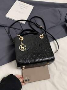 Borsa shopper da donna di grande capacità, borsa da donna di moda e lussuosa, con texture goffrata a coccodrillo, colore nero, cinturino regolabile per la spalla, borsa elegante e di lusso perfetta per la festa della mamma, borsa casual da donna ideale per l'ufficio, gli affari e il lavoro - nero - Visualizzare 9