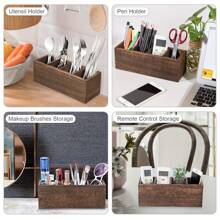 1pc Tableware Box, Paulownia Wood Storage Box, Kitchen Utensil Storage Rack, 4 Compartments Wooden Silverware Box, Large Table Utensil Storage Box Cutlery Holder, Suitable For Napkins, Spoons, Forks, Knives, Kitchen Supplies