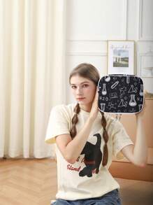 Túi đựng đồ trang điểm họa tiết vui nhộn, Túi xách đa năng - Túi đựng đồ vệ sinh cá nhân di động có khóa kéo, Thích hợp cho mỹ phẩm và đồ dùng du lịch thiết yếu của bé gái và phụ nữ Túi đựng đồ trang điểm có khóa kéo - Nhiều màu - Xem 3