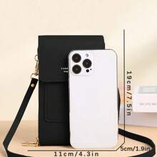 Women's Mini Flip Crossbody Bag With Touch Screen Multi-Function Fashion Wallet With Card Slots Stand Gifts For Women Wallet Purse Wallet - Black - View 4