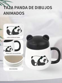 1 Piece Panda Design Ceramic Mug, Leak-Proof Lid, Ideal As A Water Glass Or Coffee Cup, With A Unique And Charming Touch, Perfect For Birthday Gifts And Suitable For Home, Office, Restaurants And Cafes As A Couples Mug. - 款式3 - 查看 3